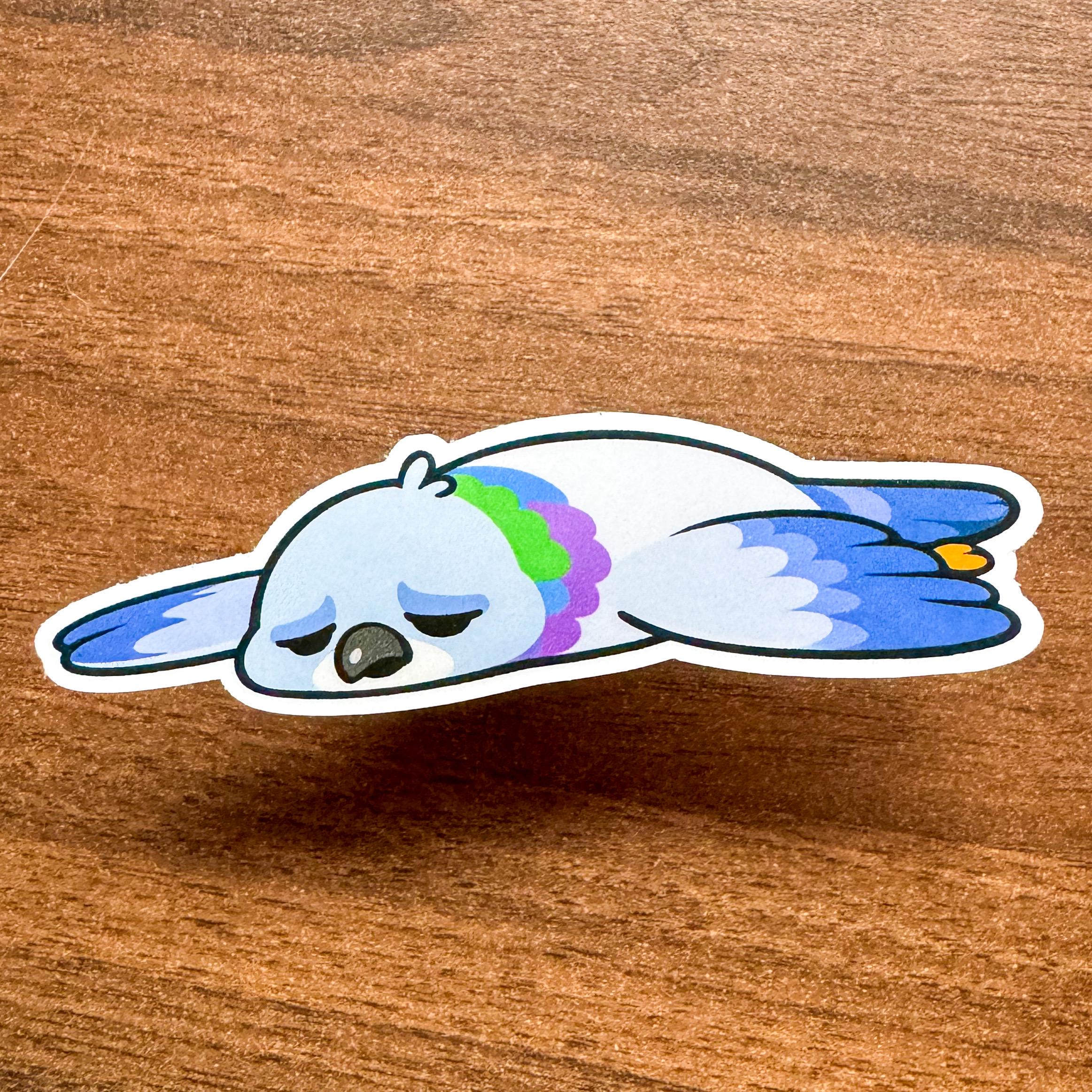 Sad Pigeon Sticker – Hand-Drawn Emotional Bird Art, Relatable Cozy-Sad Vibe