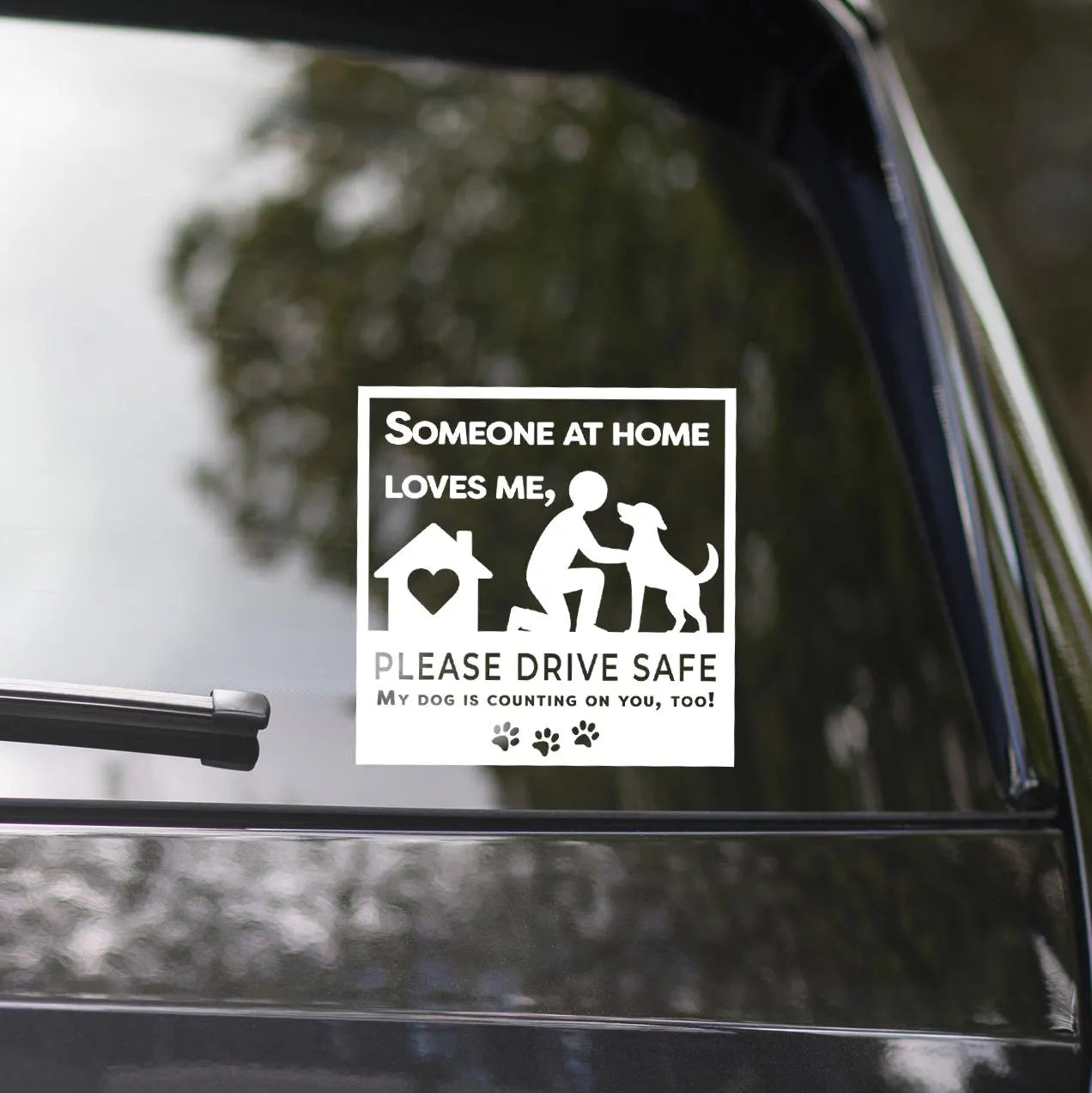 Someone at Home Loves Me Dog Car Transfer Decal • Pet Drive Safety Reminder Cut Out
