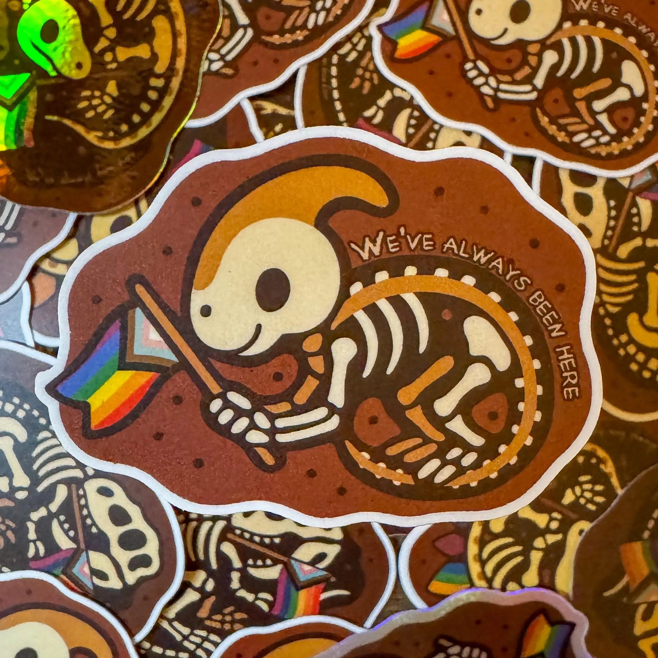 Parasaurolophus Pride Fossil Sticker | Queer Dino Decal