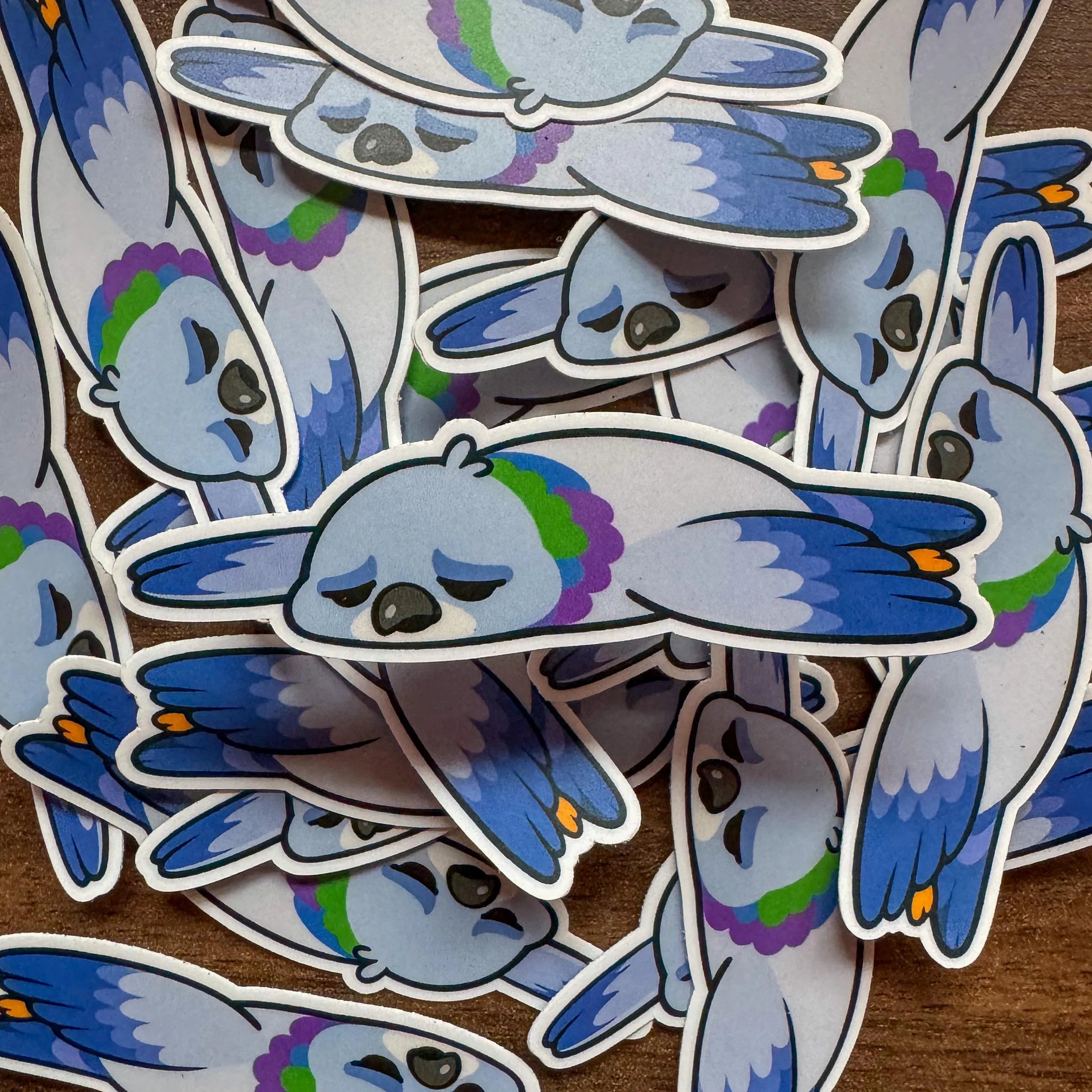 Sad Pigeon Sticker – Hand-Drawn Emotional Bird Art, Relatable Cozy-Sad Vibe