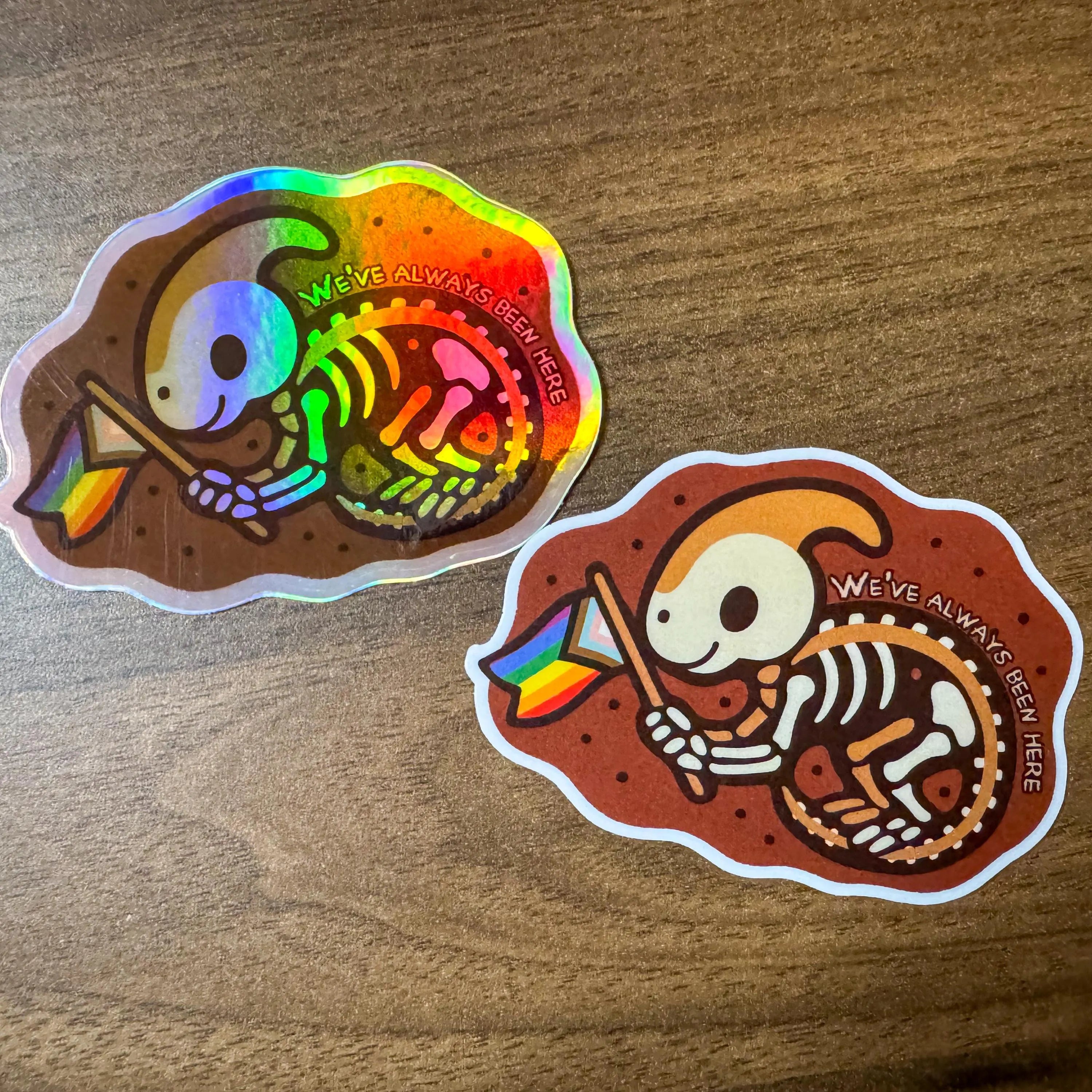 Parasaurolophus Pride Fossil Sticker | Queer Dino Decal