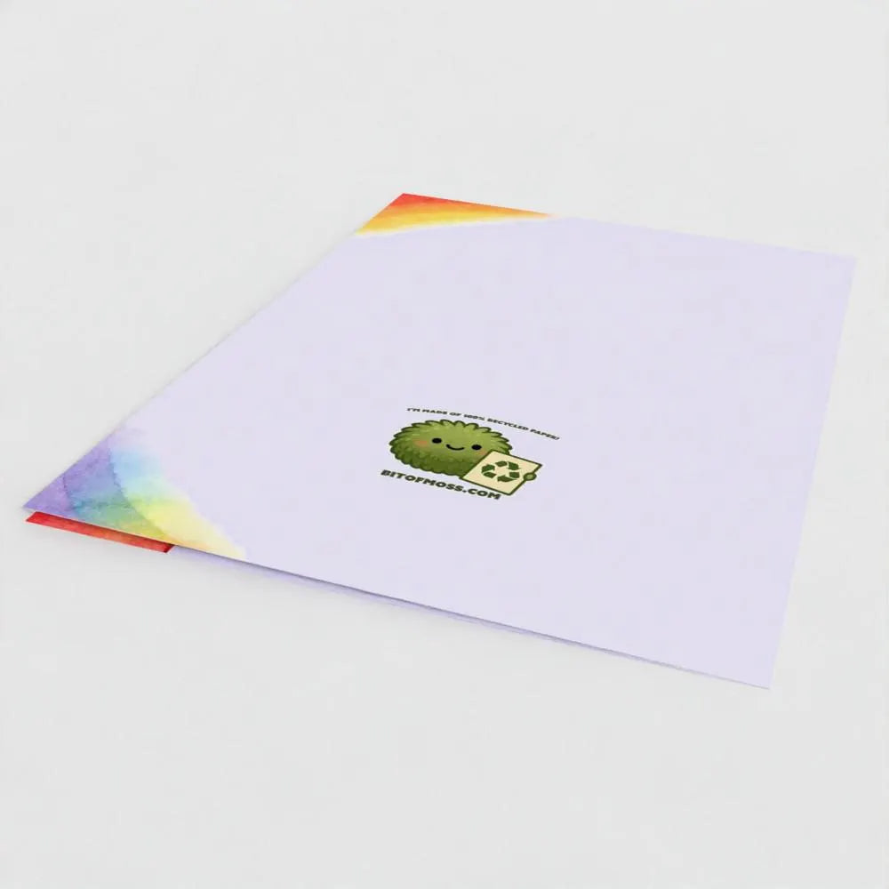 Pride Axolotl Greeting Card – Rainbow Watercolor Animal Art, Affirmation Message (Recycled Cardstock)