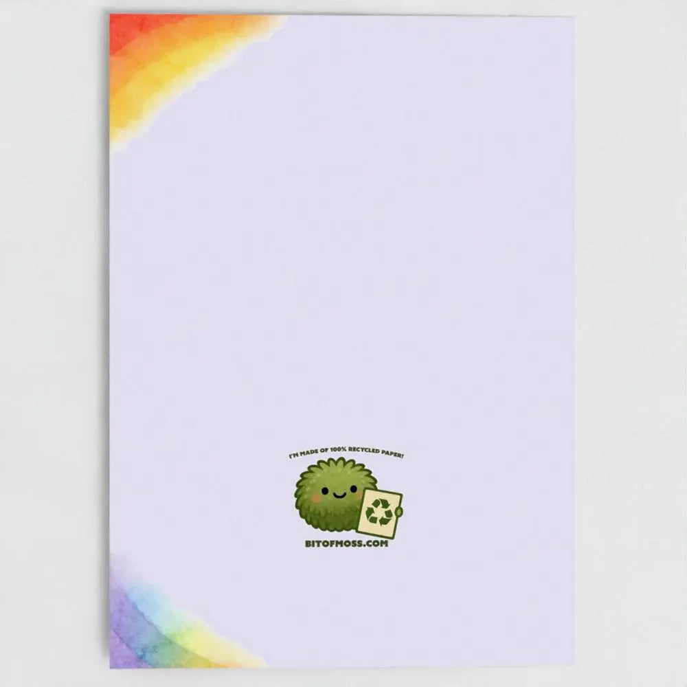Pride Axolotl Greeting Card – Rainbow Watercolor Animal Art, Affirmation Message (Recycled Cardstock)