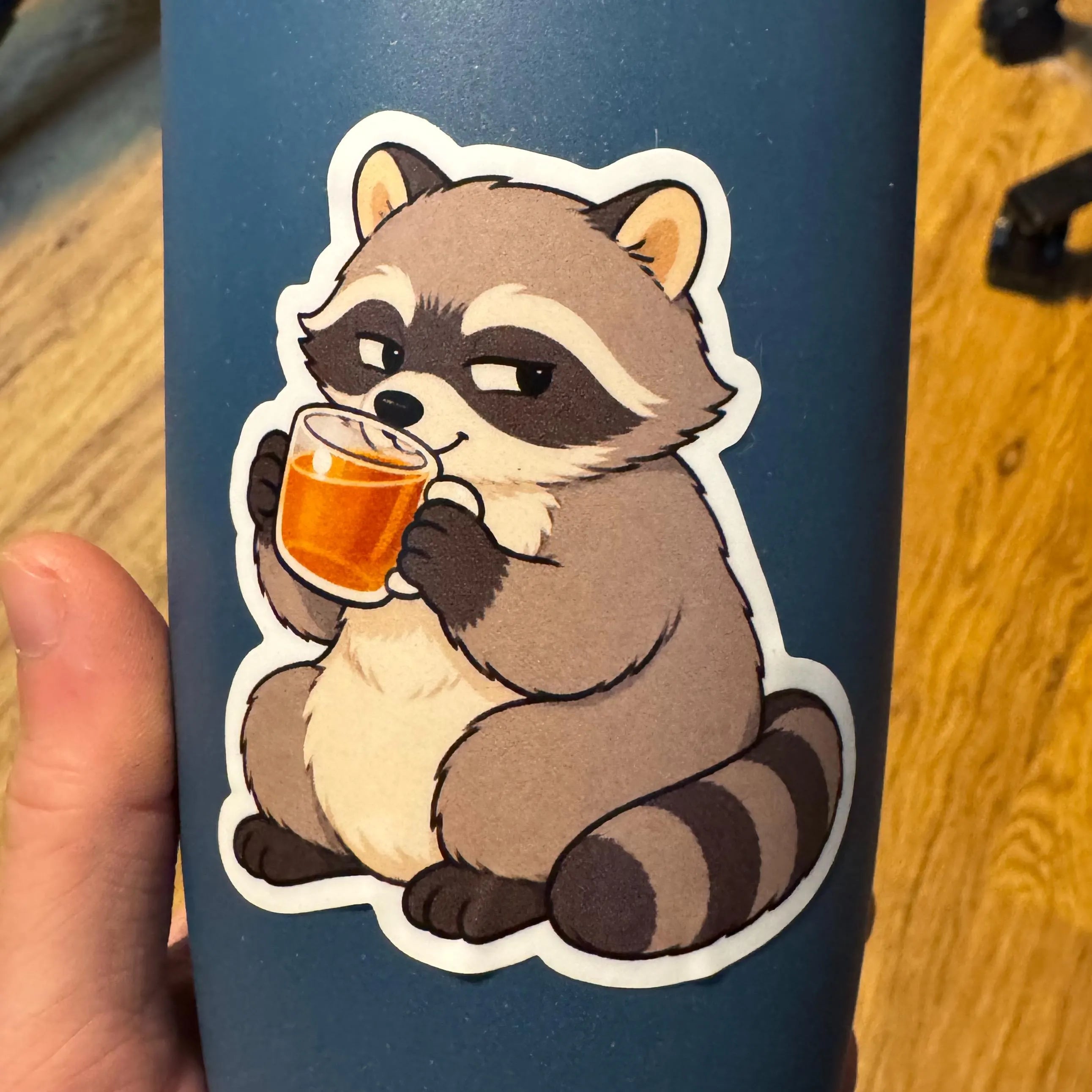 Sarcastic Raccoon Tea Sticker • Snarky Meme Sticker