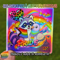 Rainbow Raccoon & Pigeon Pride Sticker | 90s Maximalist Rainbow LGBTQ | Lisa Frank-Inspired