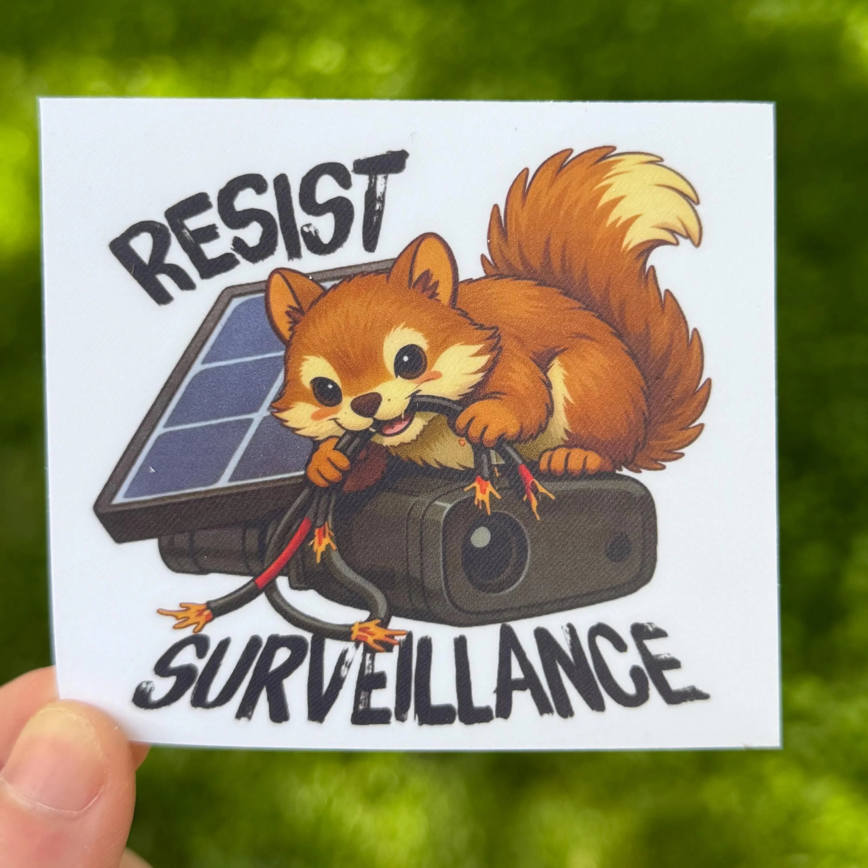 Resist Surveillance Squirrel Sticker | Anti-Camera Vinyl Decal | Weatherproof Laptop Sticker | Anarchist Cottagecore Gift